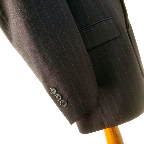 Vintage Ninno Cerutti Bullocks 2 Button Sport Coat Wool Blue Pin Stripe Mens 44R - Picture 9 of 12